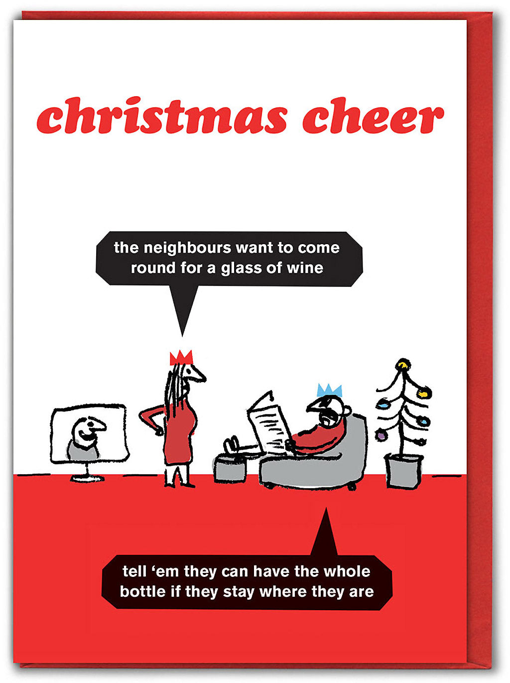 Modern Toss Wine With Neighbours Funny Christmas Card by penny black