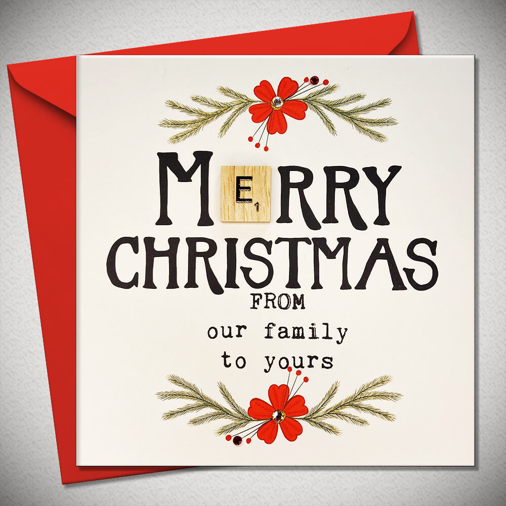 From Our Family Scrabble Embellished Christmas Card by Penny Black