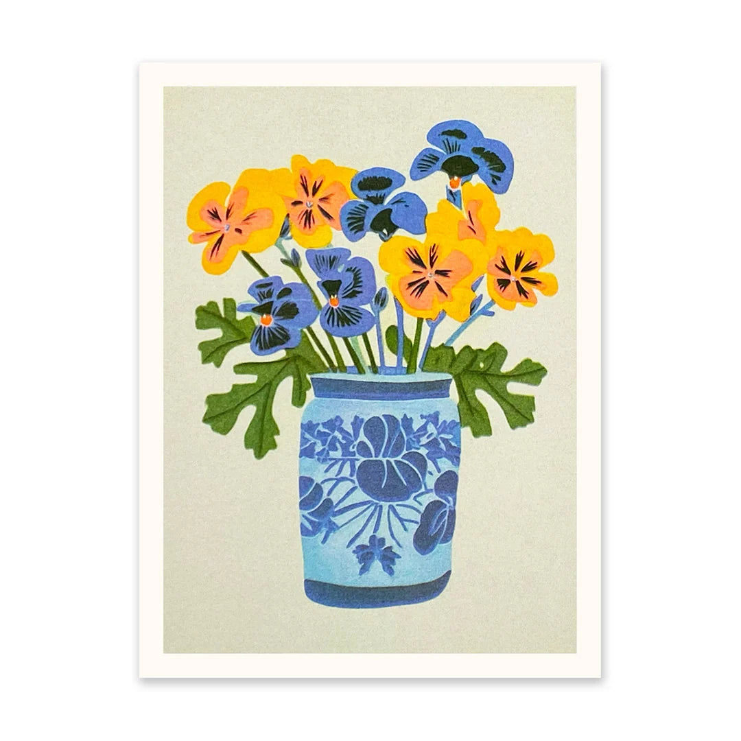 Pansies In Vase Riso Print | Penny Black