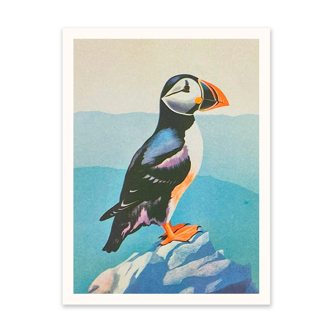 Puffin Riso Print | Penny Black