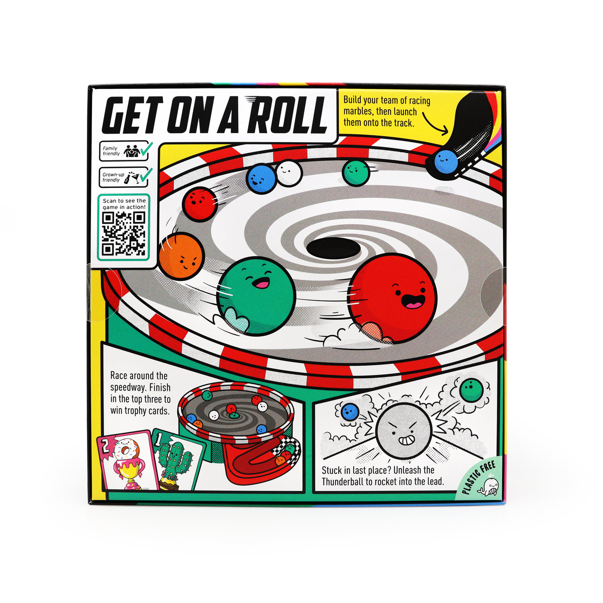 Whirly Derby Marble Racing Game showing back of packaging by penny black