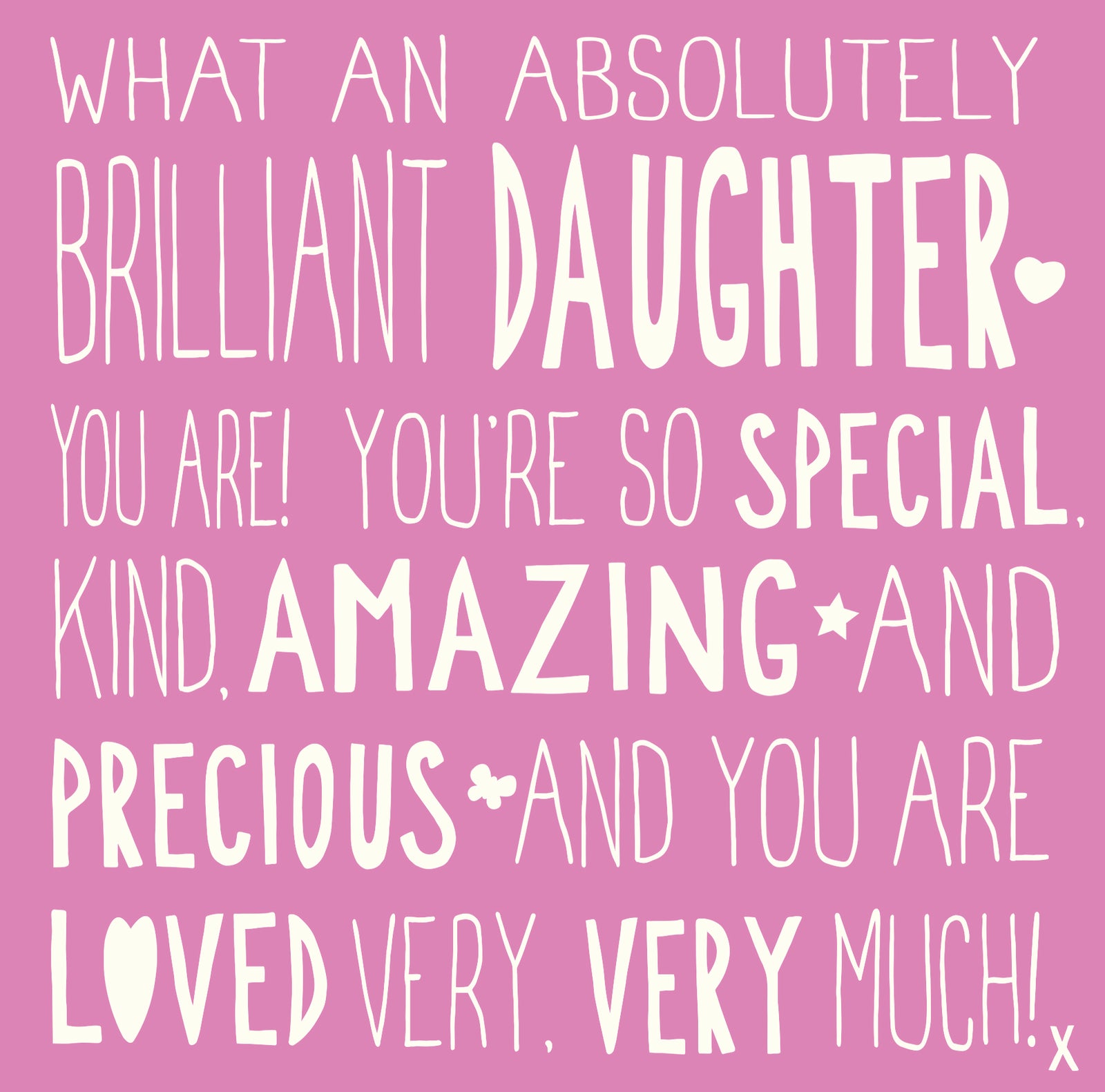 Absolutely Brilliant Daughter Pink Typographic Birthday Card at Penny Black