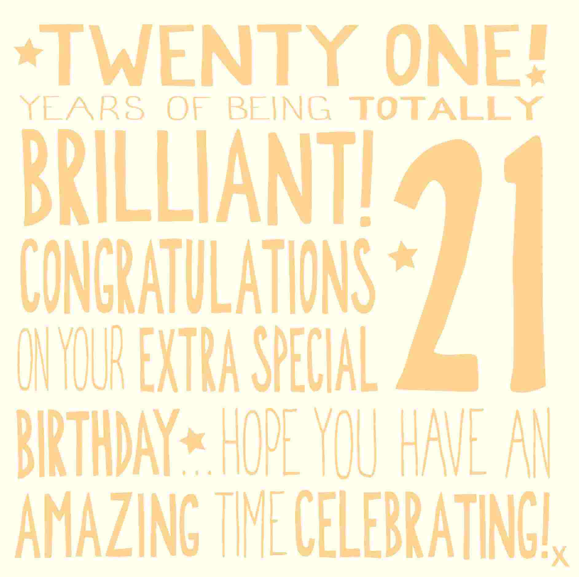 21 Years Of Being Totally Brilliant 21st Birthday Card at Penny Black
