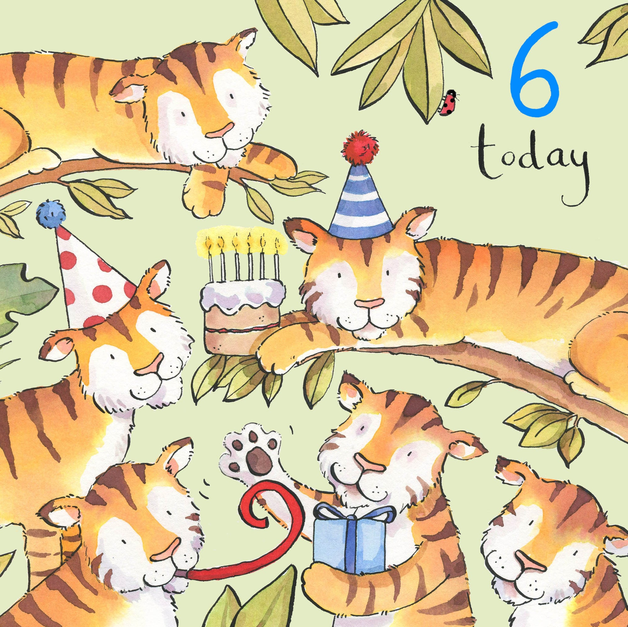 Tiger Party 6th Birthday Card at Penny Black