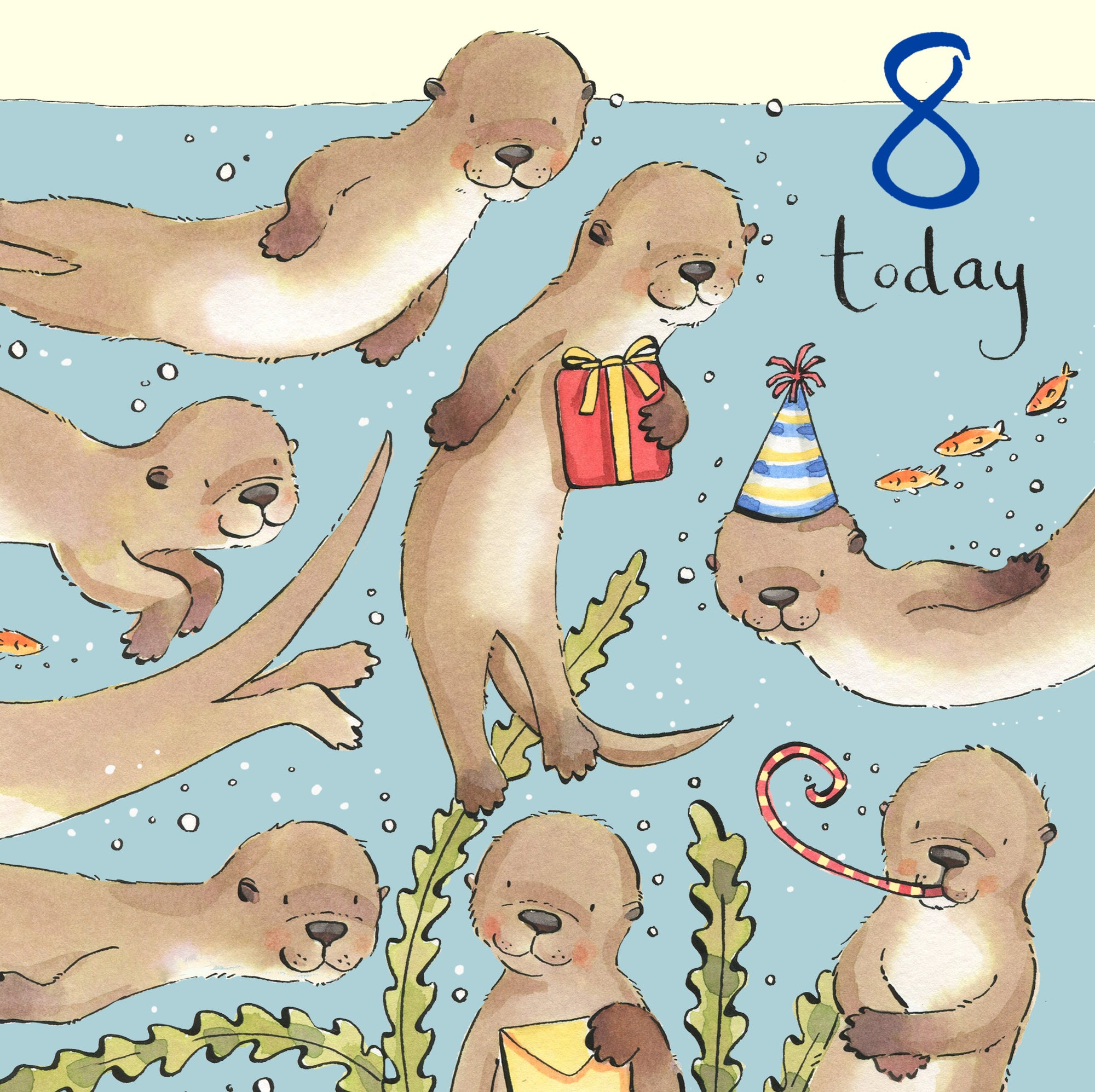 Underwater Otter Party 8th Birthday Card at Penny Black