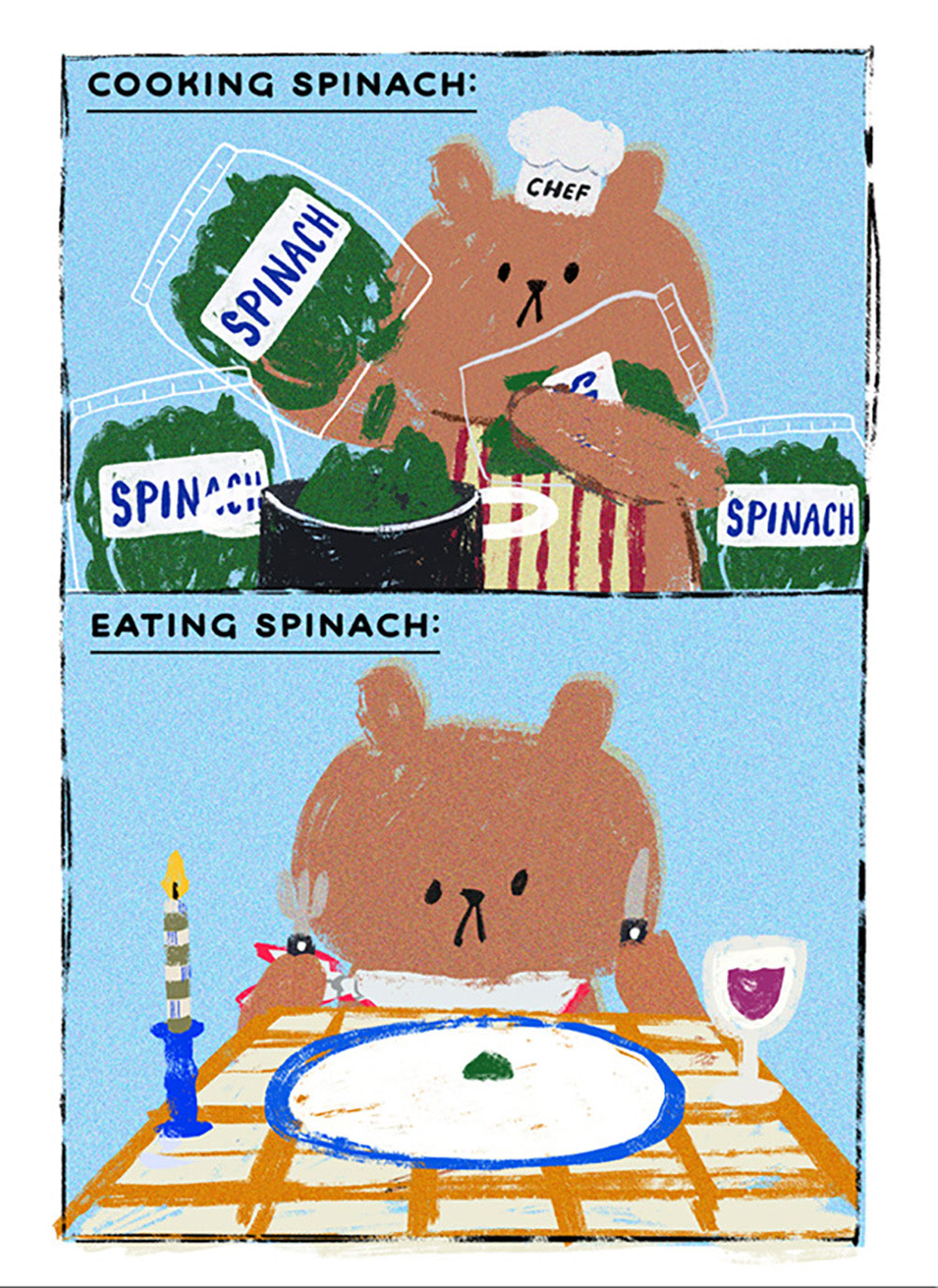 Spinach Cooking Eating Funny Card from Penny Black