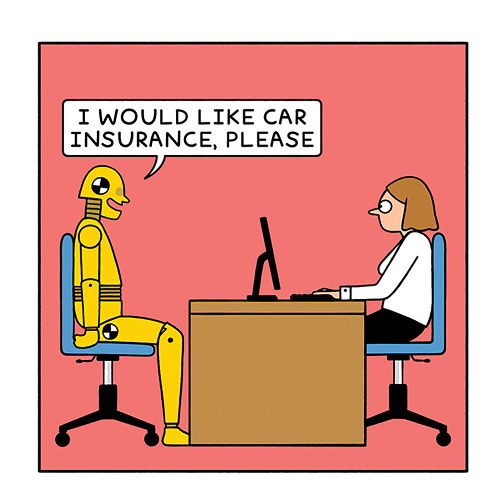 Crash Test Dummy Insurance Funny Card from Penny Black