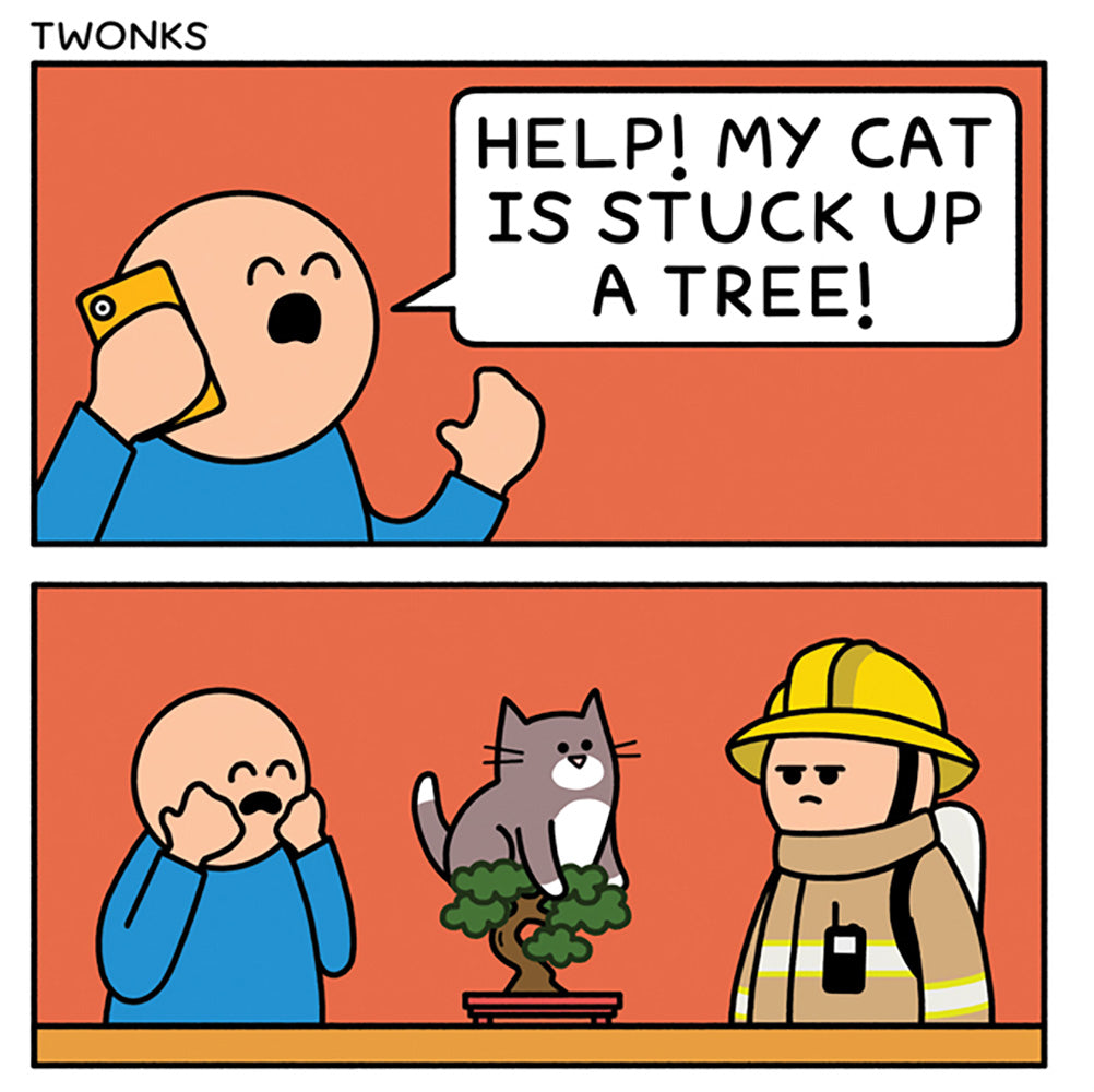 Cat Stuck Up a Tree Funny Card from Penny Black