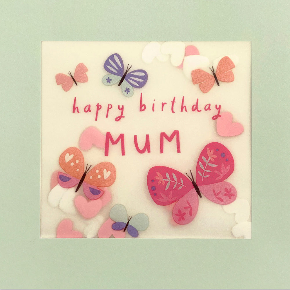 Mum Pink Butterflies Shakies Birthday Card at Penny Black