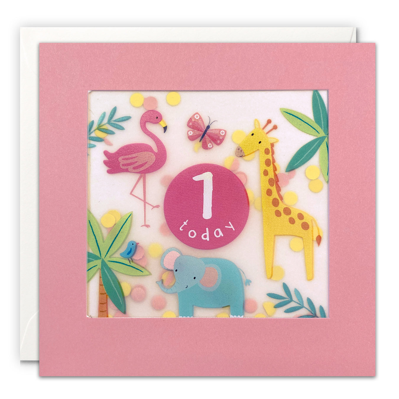 Age 1 Pink Jungle Shakies Birthday Card from Penny Black