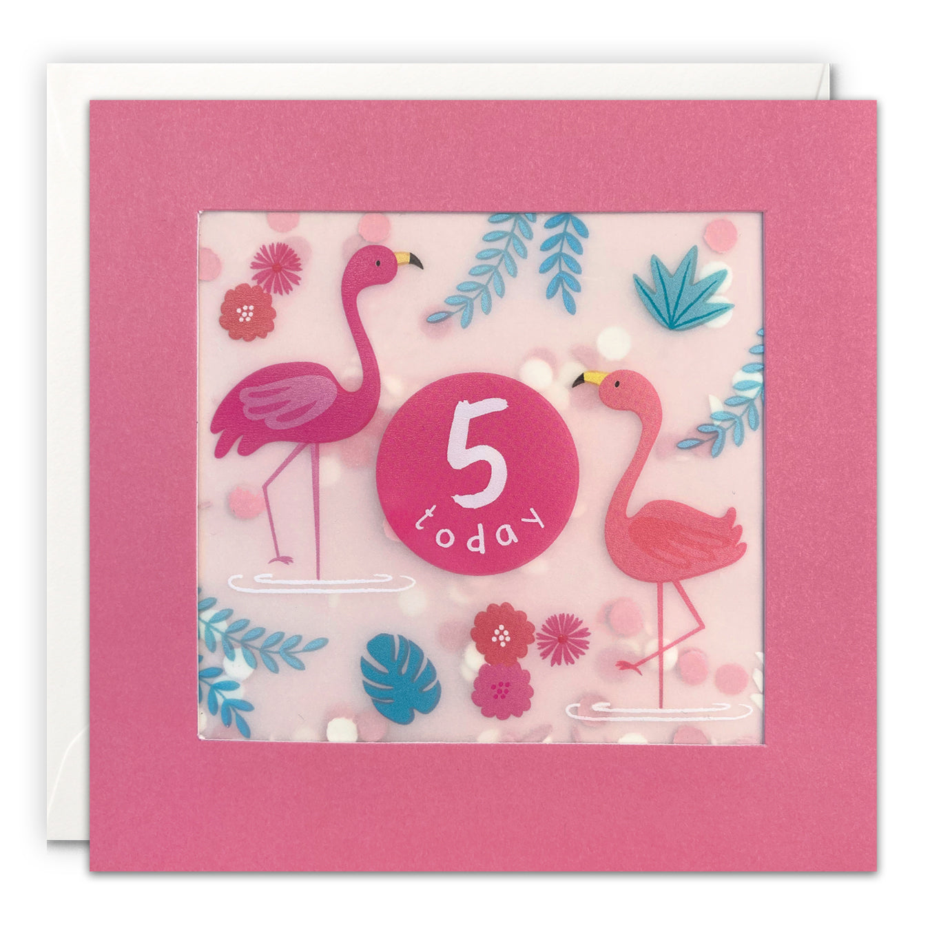 Age 5 Flamingos Shakies Birthday Card from Penny Black