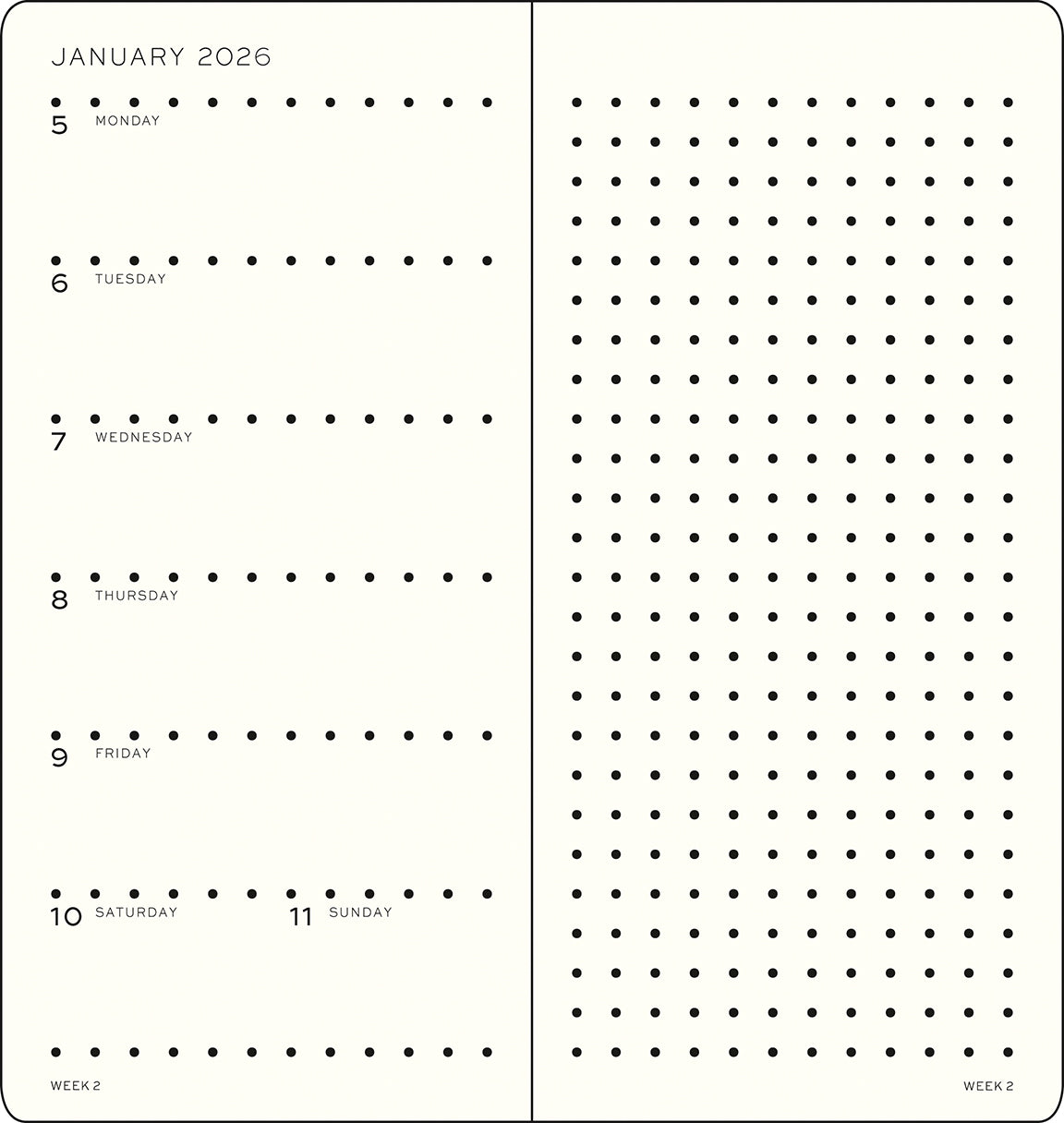 LEUCHTTURM1917 2026 Weekly Planner &amp; Notebook - Hard Cover - Wallet Layout By Penny Black
