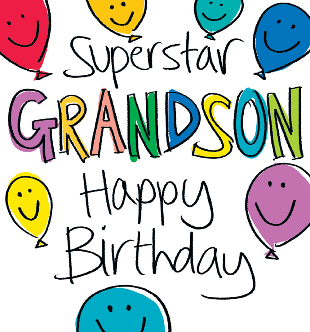 Superstar Grandson Happy Balloons Birthday Card at Penny Black