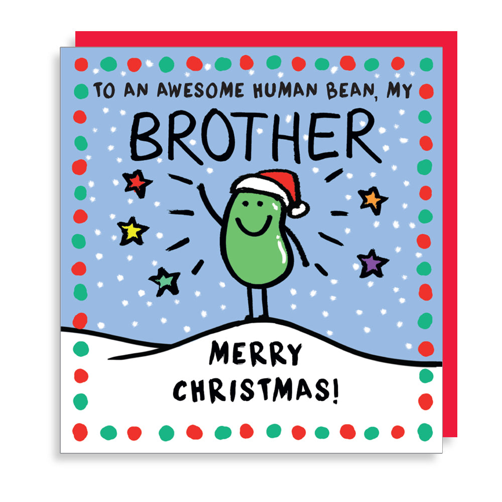 Awesome Human Bean Brother Christmas Card by penny black