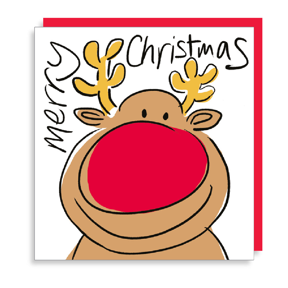 Giant Red Nose Reindeer Christmas Card by penny black