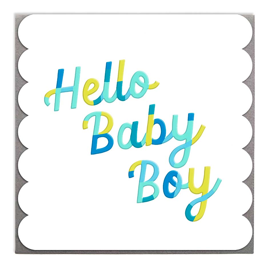Scalloped Hello Baby Boy Card from Penny Black