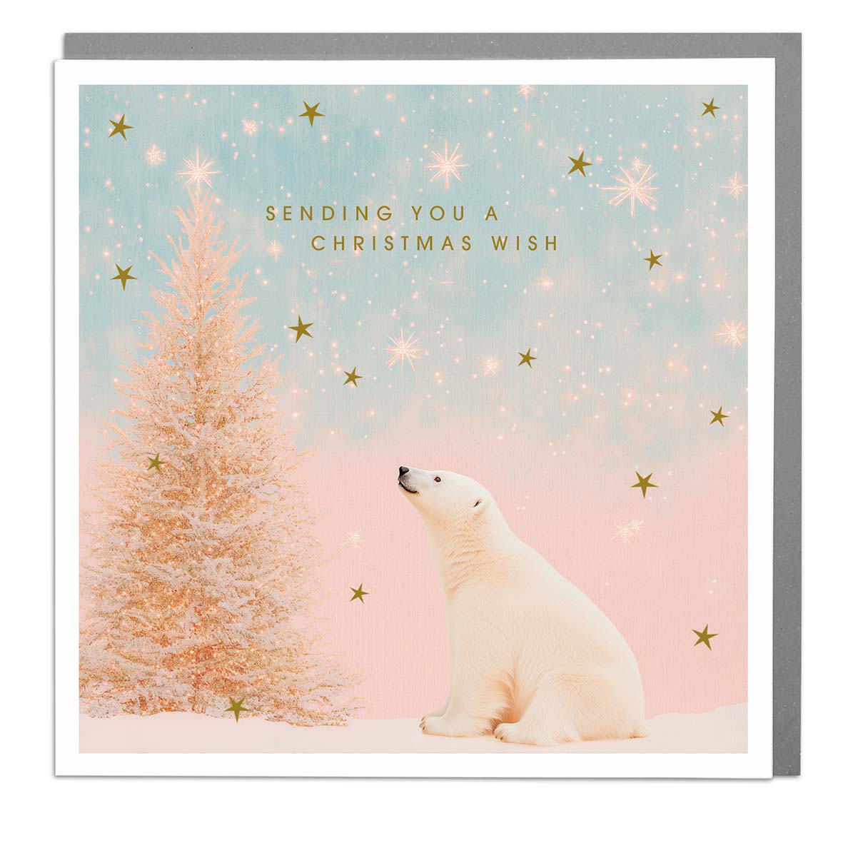 Polar Bear Sending You A Christmas Wish Card by penny black