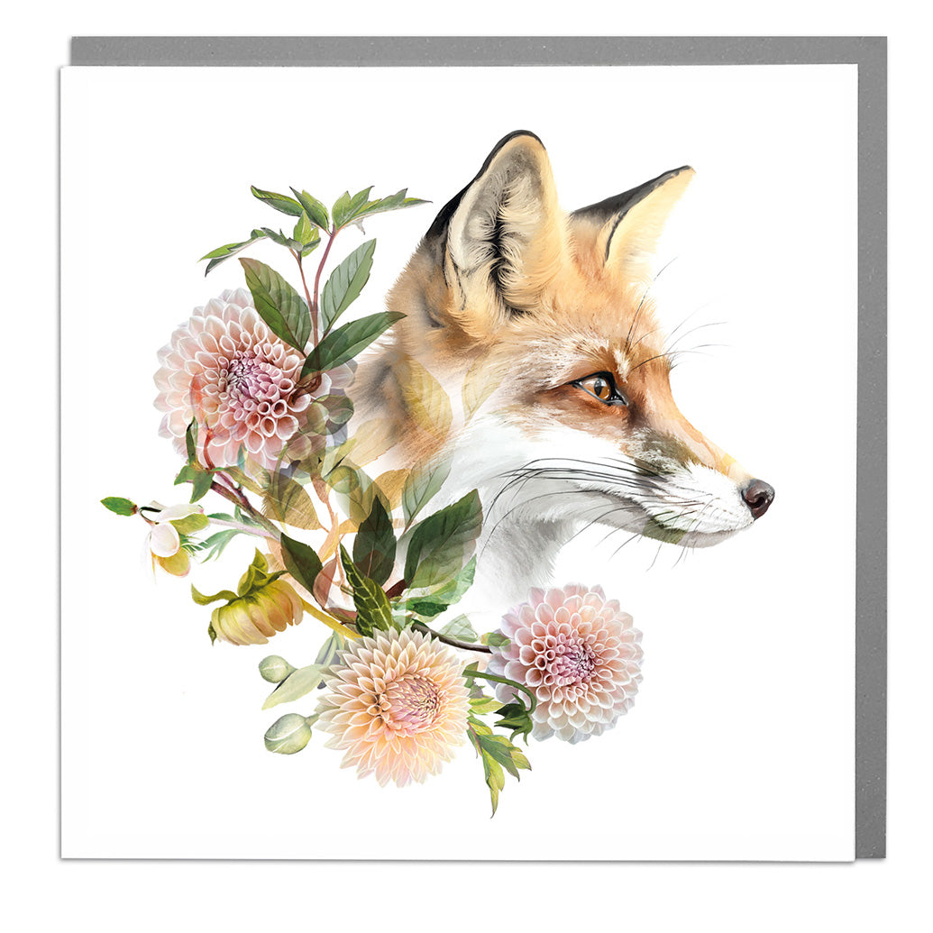Fox And Dahlia Wildlife Botanical Card from Penny Black