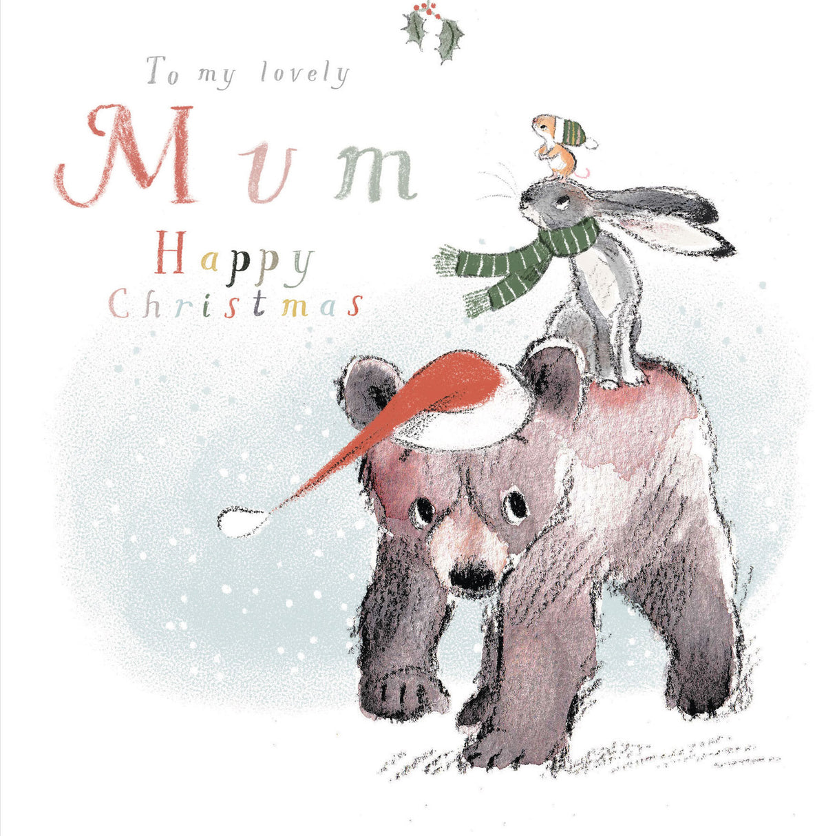 Lovely Mum Hare & Bear Christmas Card By Penny Black