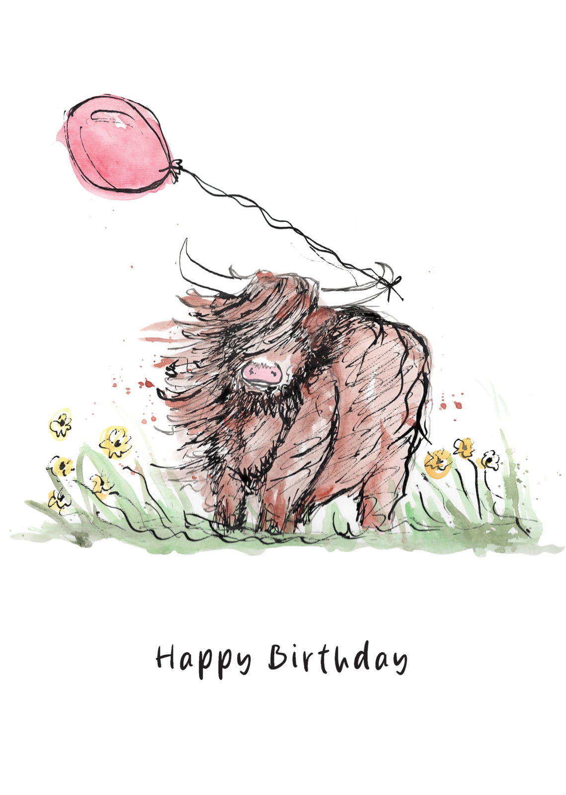 Happy Highland Cow With Balloon Birthday Card from Penny Black