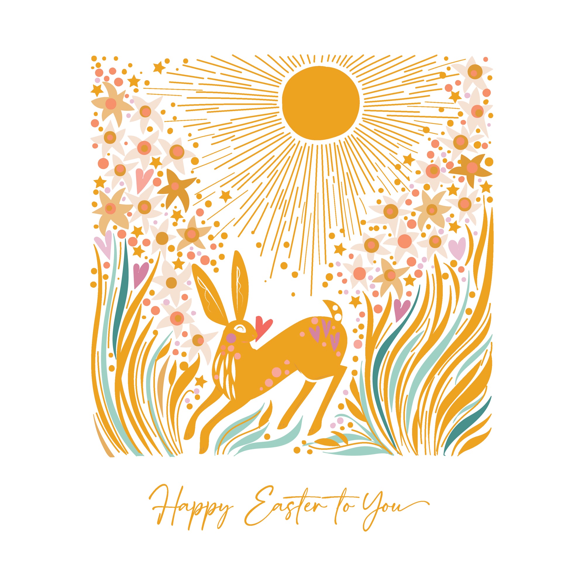 Spring Sunshine Hare Easter Card by penny black