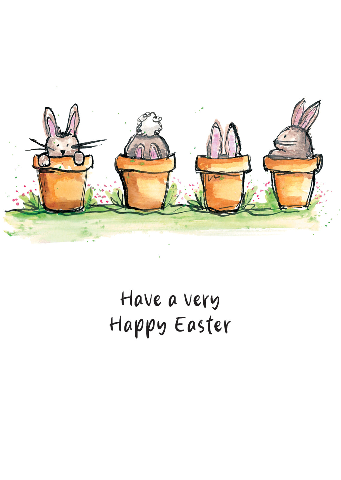 Flowerpot Bunnies Easter Card By Penny Black