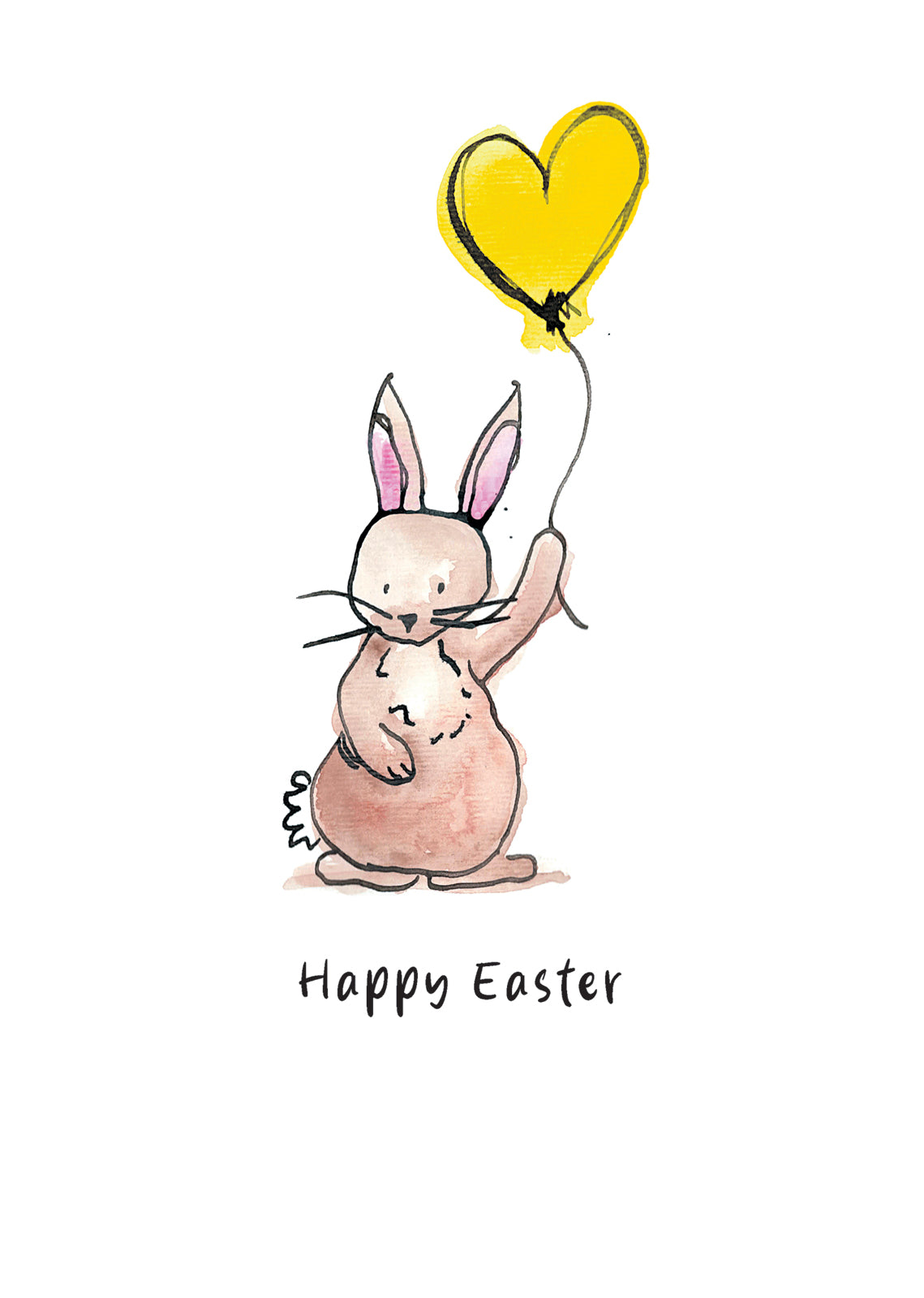 Bunny With Yellow Heart Balloon Easter Card By Penny Black