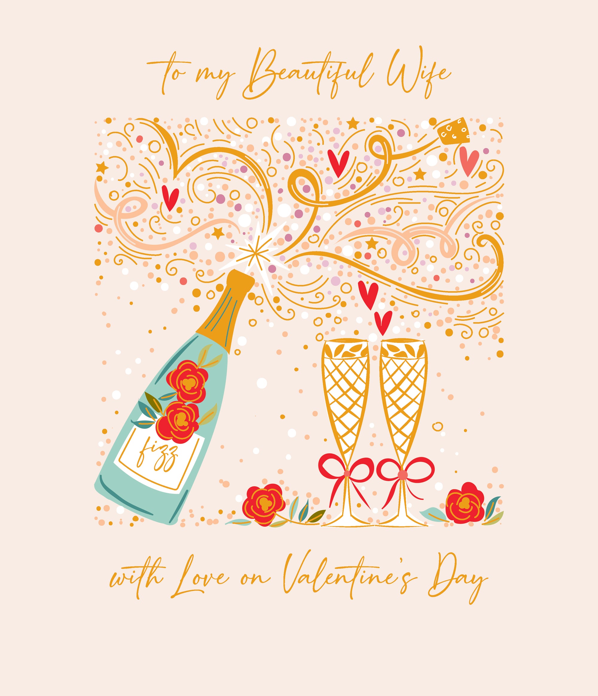 Beautiful Wife Champagne Pop Valentine Card by penny black