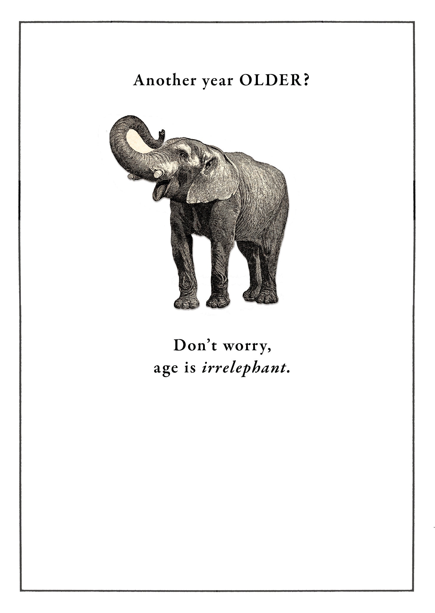 Age Is Irrelephant Funny Birthday Card by penny black