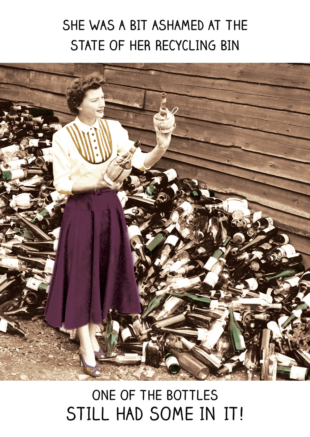 Wine Bottle Recycling Funny Card from Penny Black