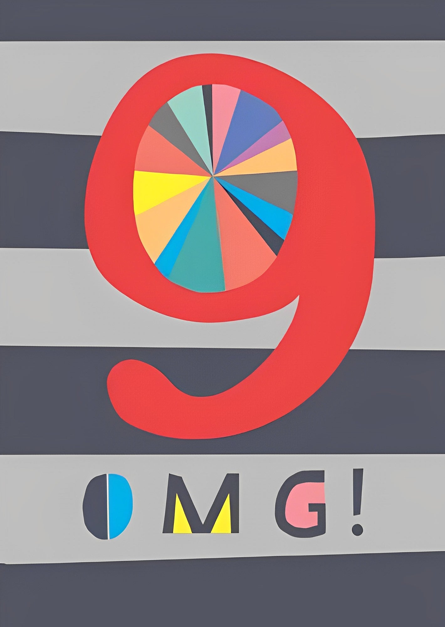 Colourful Stripes OMG! 9th Birthday Card at Penny Black