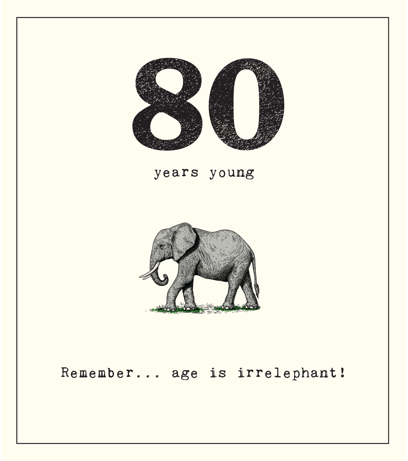 Remember Age Is Irrelephant Funny 80th Birthday Card at Penny Black