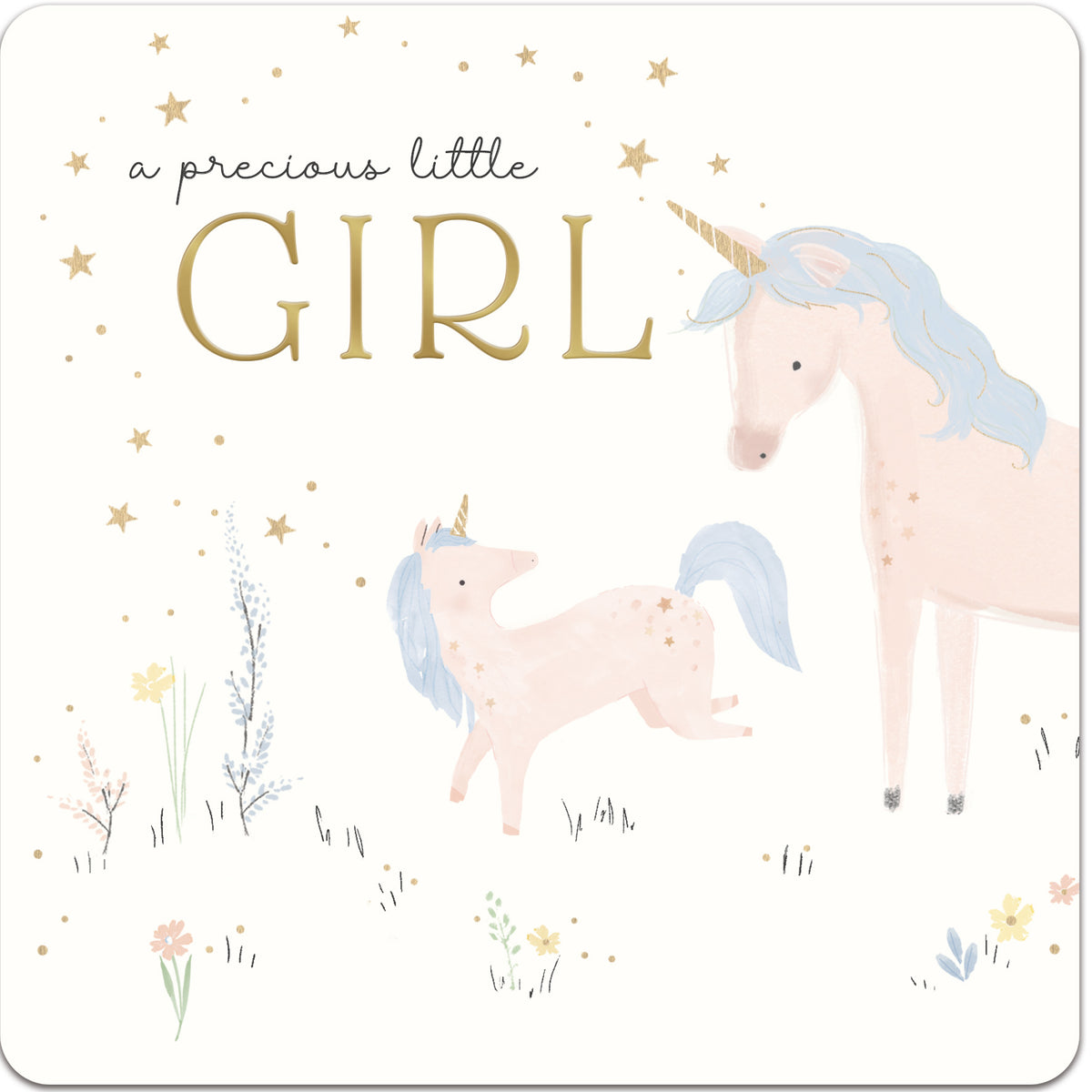 Unicorns Precious Little Girl New Baby Card from Penny Black