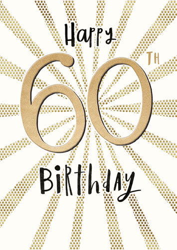 Happy 60th Gold Rays Birthday Card from Penny Black