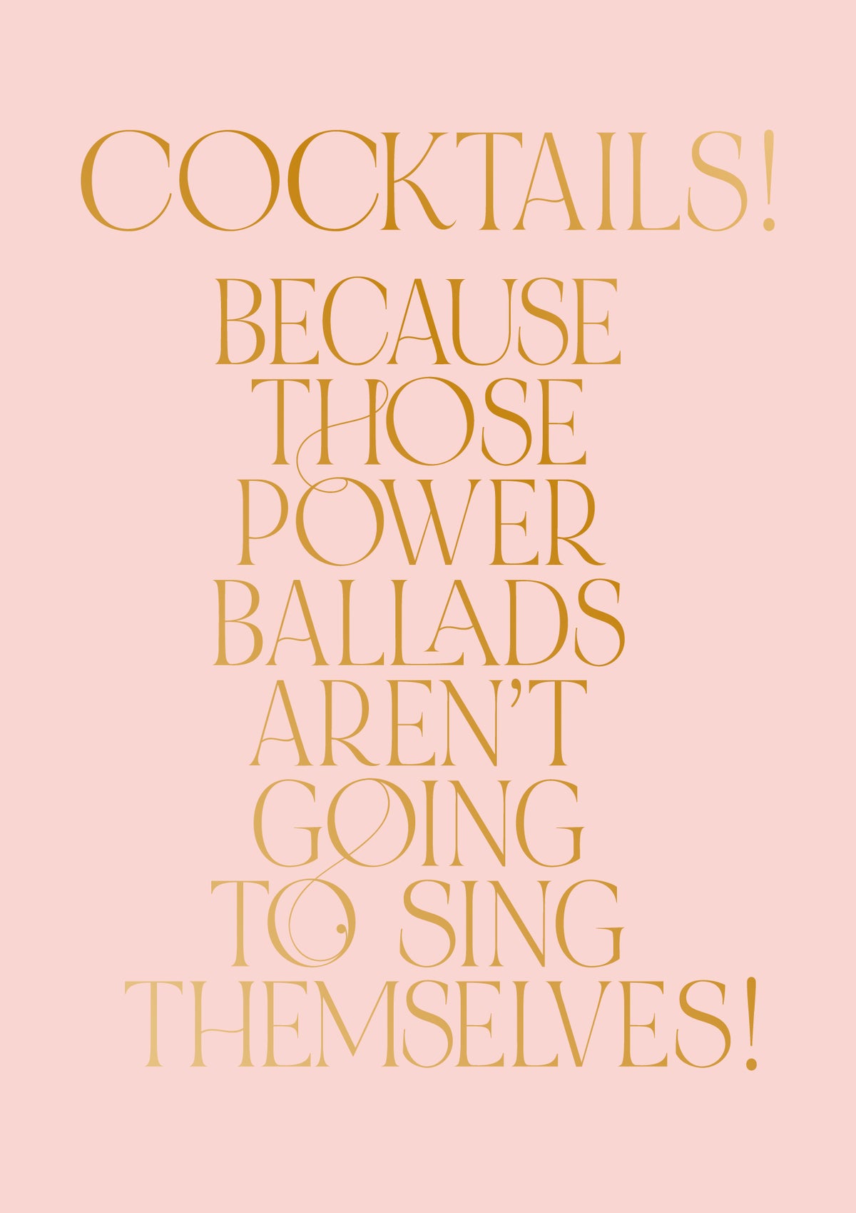 Cocktails &amp; Power Ballads Funny Card at Penny Black