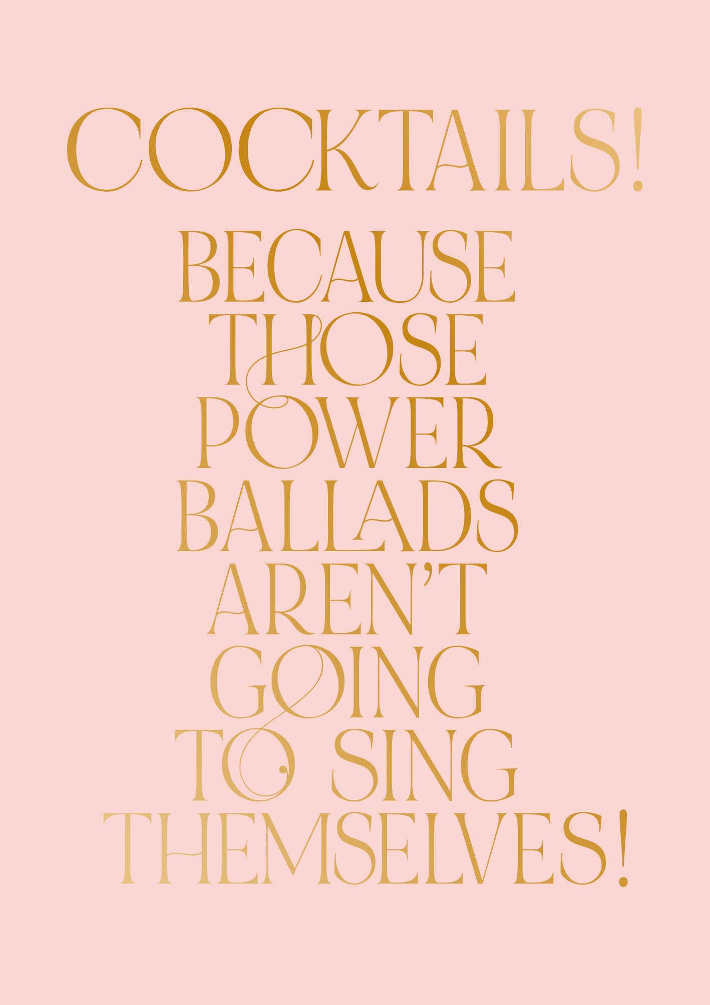 Cocktails & Power Ballads Funny Card at Penny Black