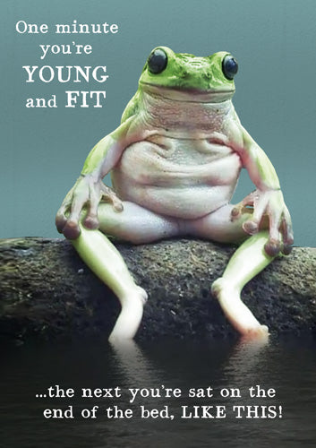 Young and Fit Frog Funny Birthday Card by penny black