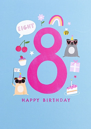 Iconic Pink 8 Birthday Card from Penny Black
