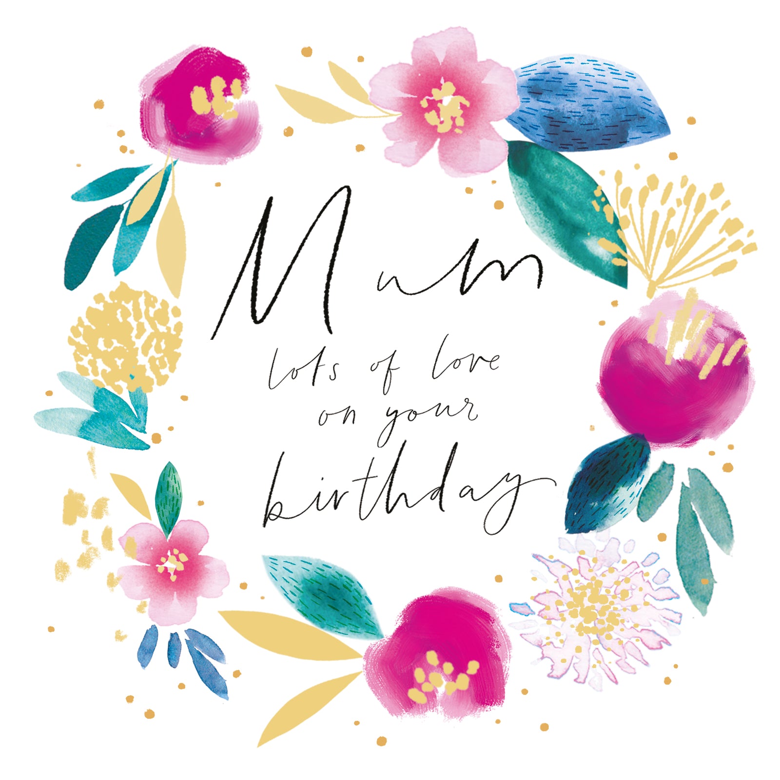 Watercolour Flowers Lots Of Love Mum Birthday Card at Penny Black