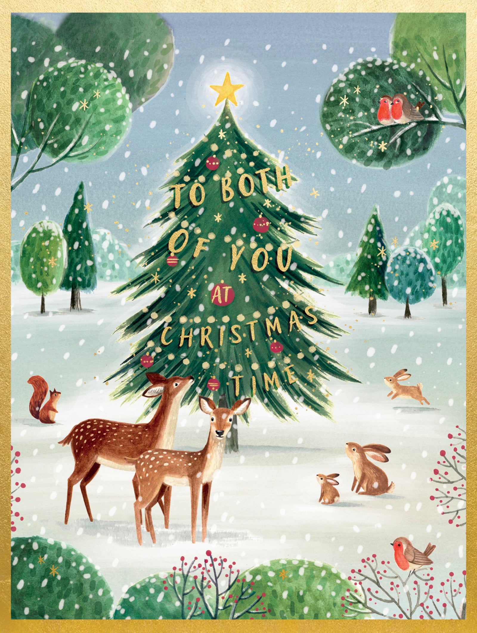 Woodland Animals To Both Of You Christmas Card by penny black