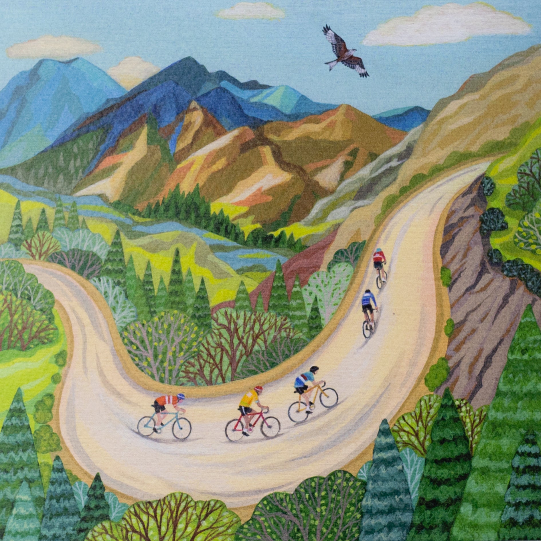 Road Cycling Adventure Art Card from Penny Black