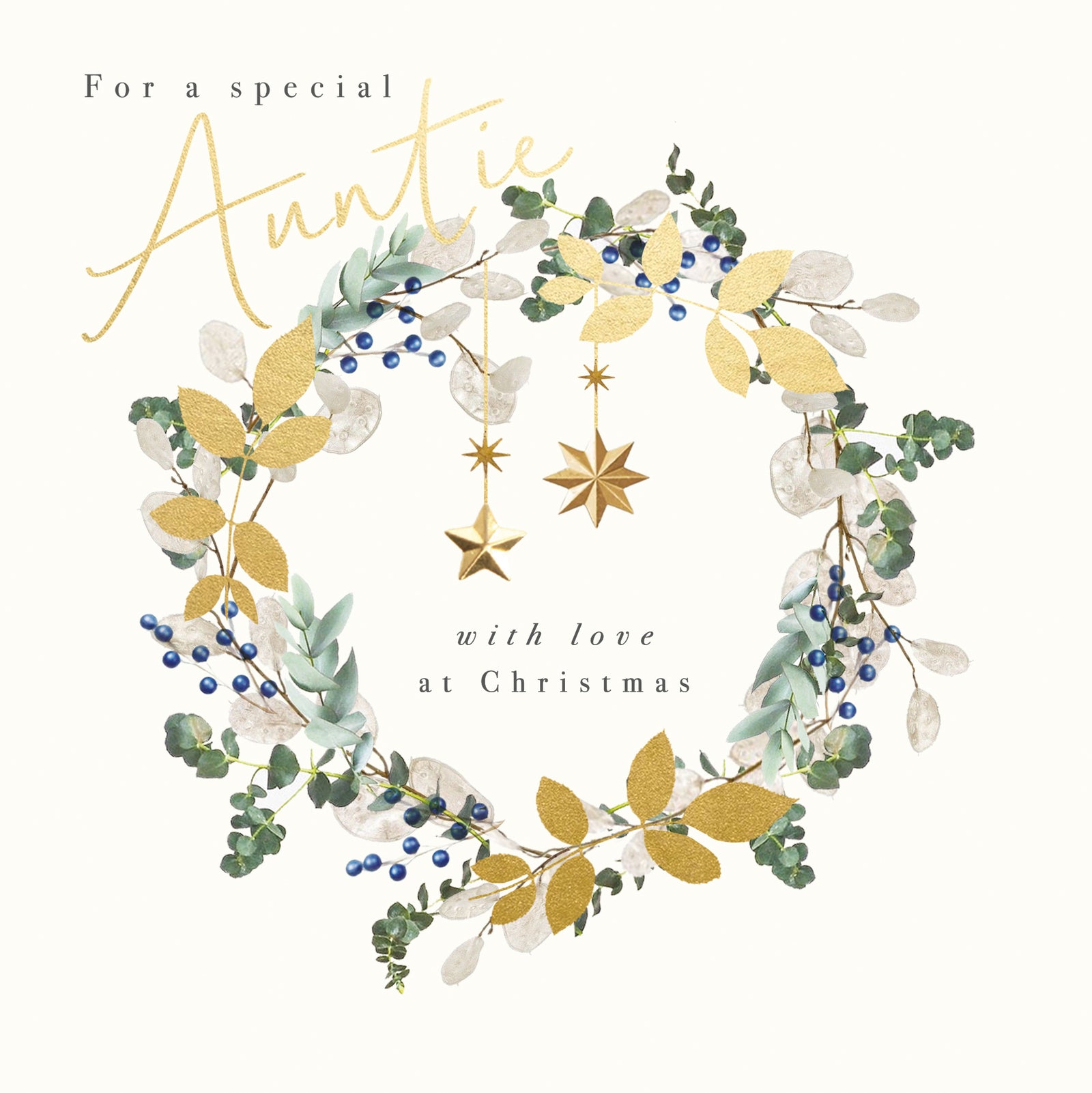 Gold Foliage Special Auntie Christmas Card by penny black