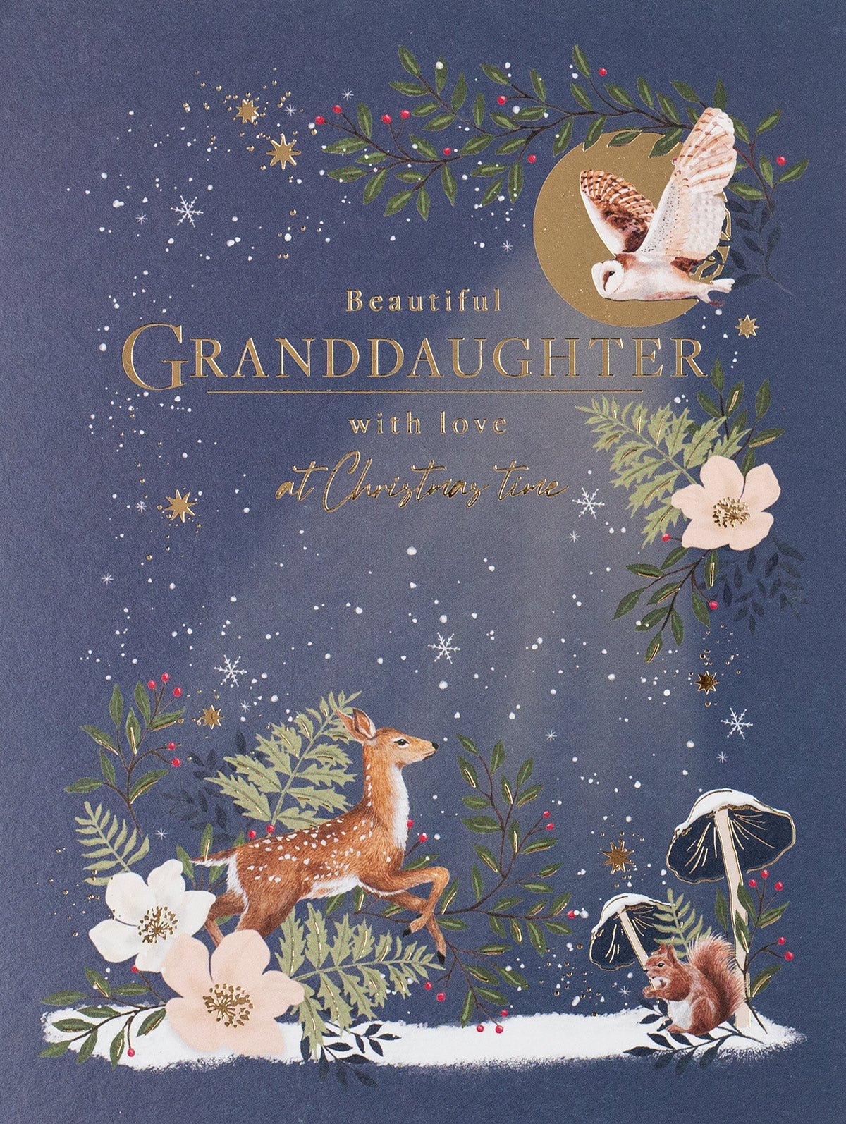 Woodland Friends Beautiful Granddaughter Christmas Card By Penny Black