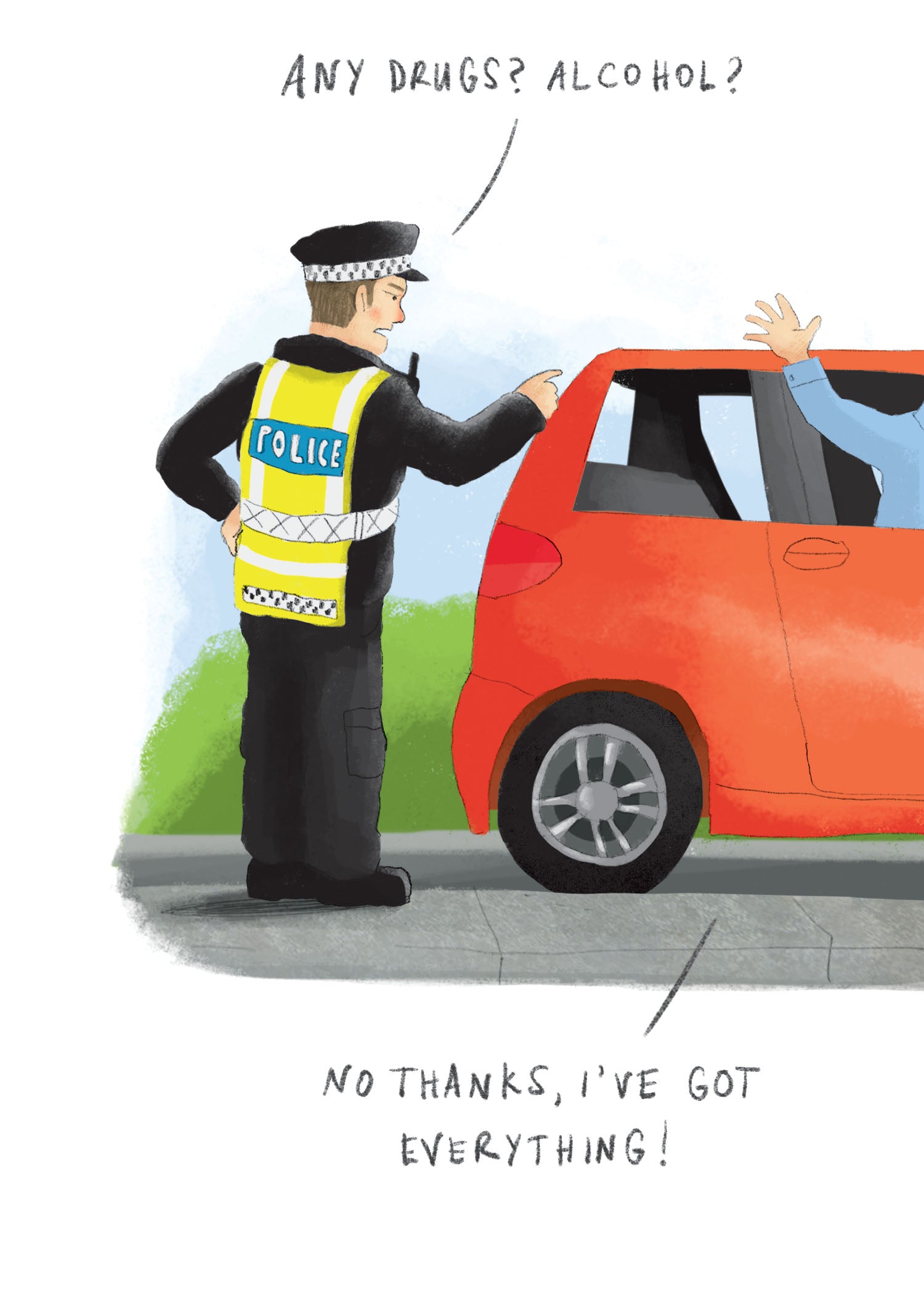 Any Drugs Or Alcohol Funny Card at Penny Black