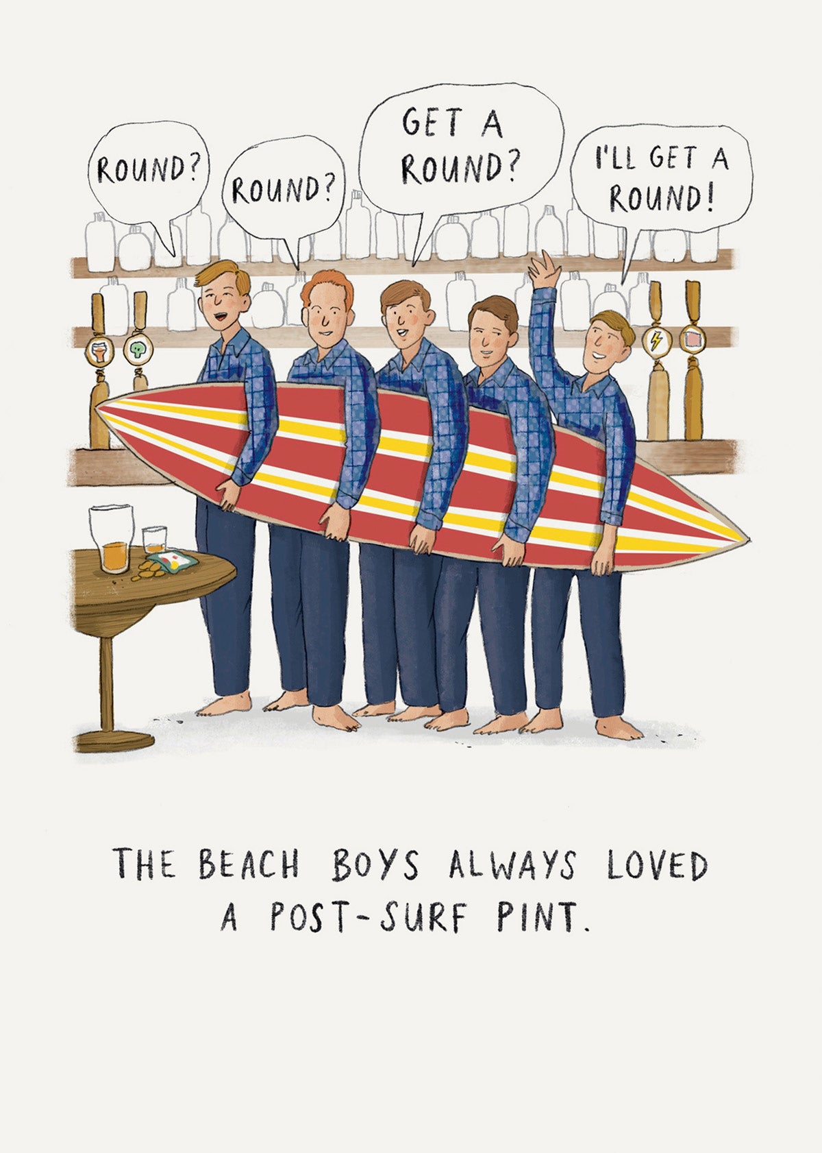 Beach Boys Get A Round Funny Card from Penny Black