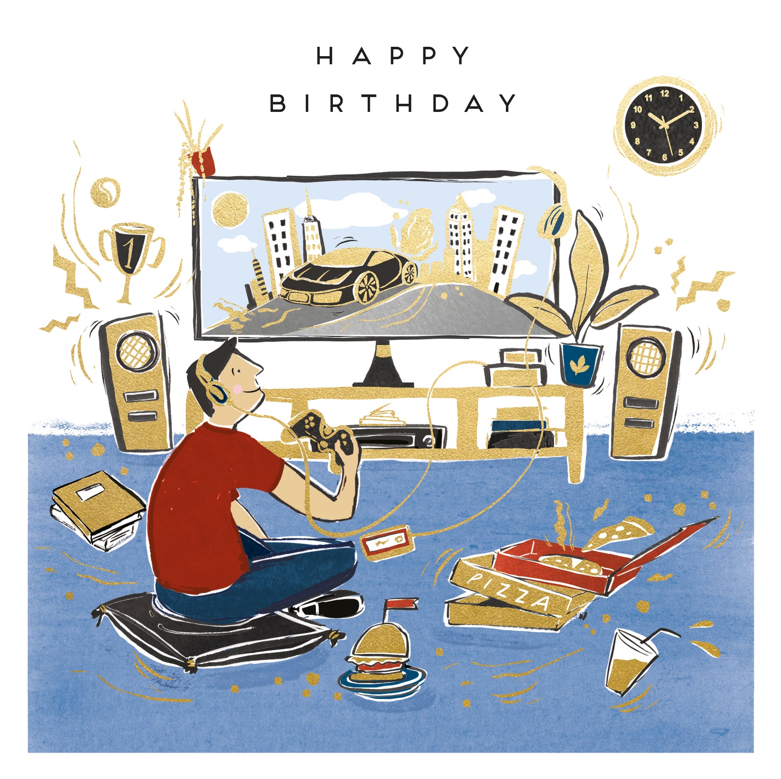 Gaming Pizza Party For One Birthday Card at Penny Black