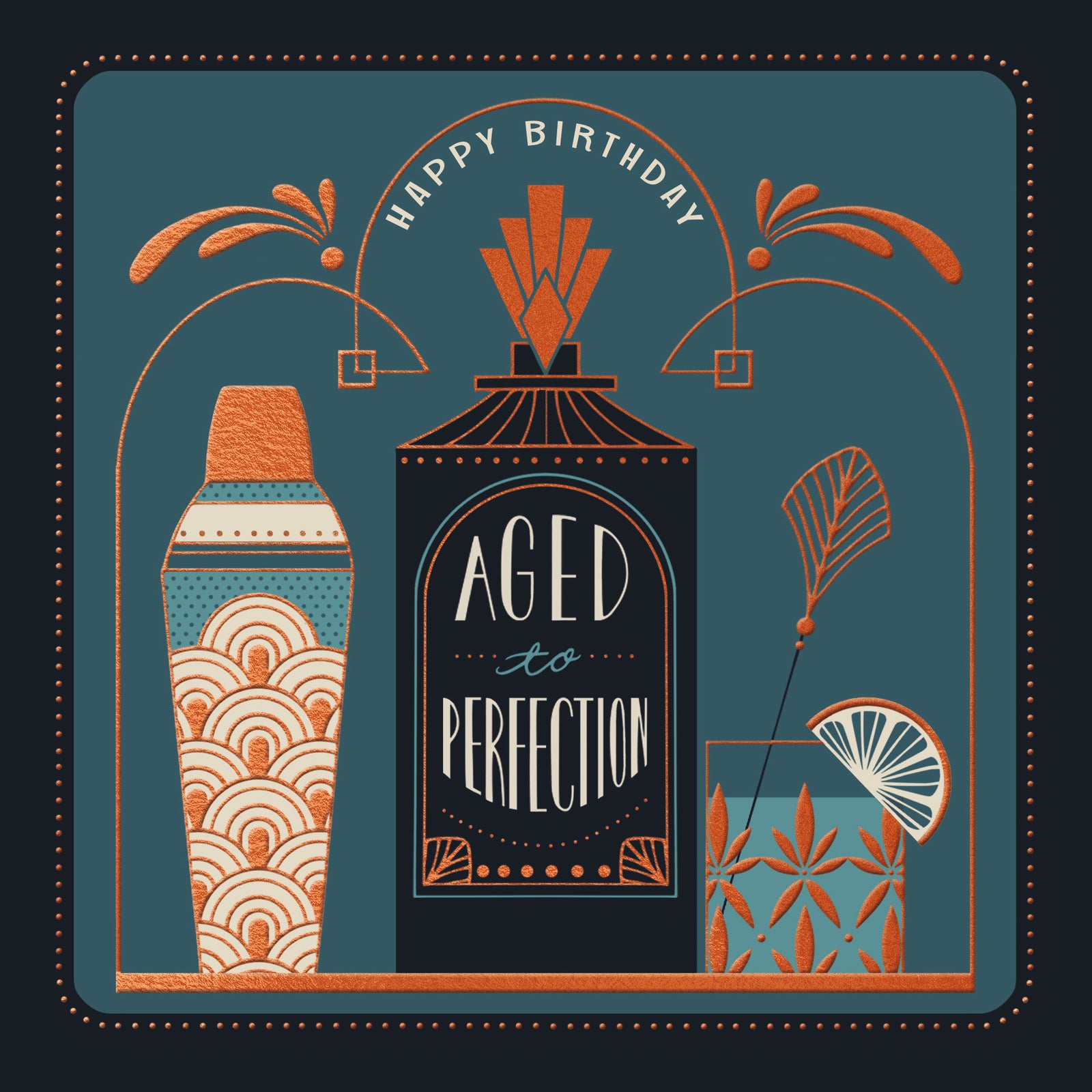 Aged To Perfection Art Deco Style Birthday Card at Penny Black