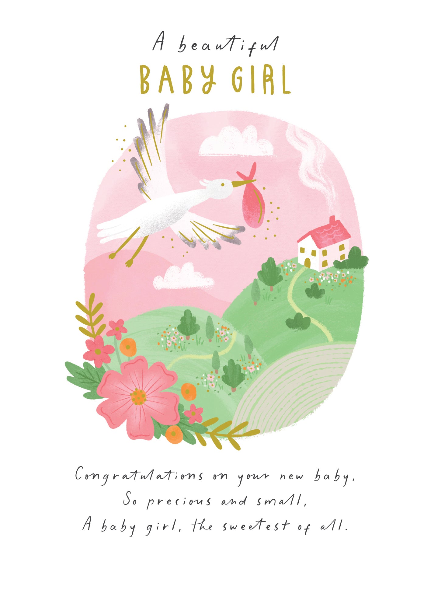 Baby Girl Stork Sweetest Of All Card from Penny Black