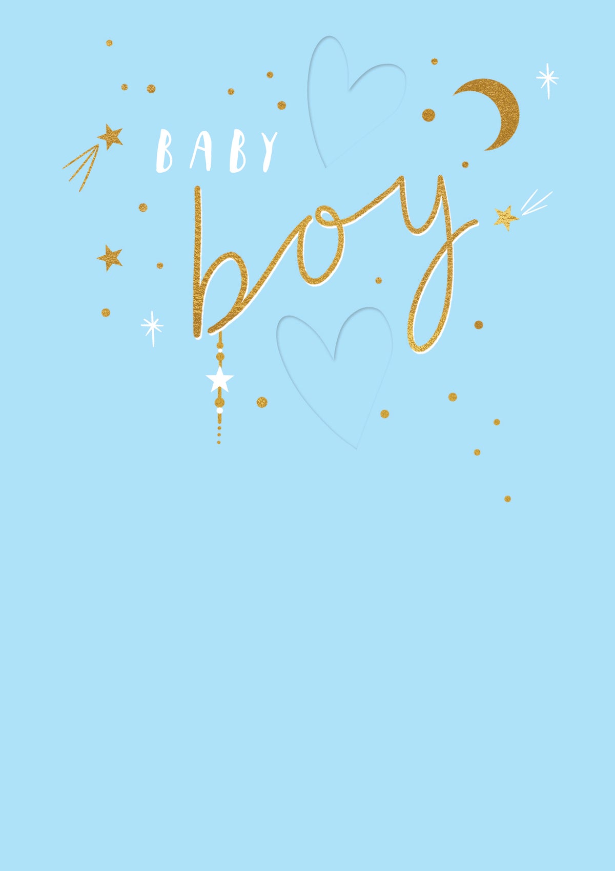 Blue &amp; Gold Lettering New Baby Boy Card at Penny Black