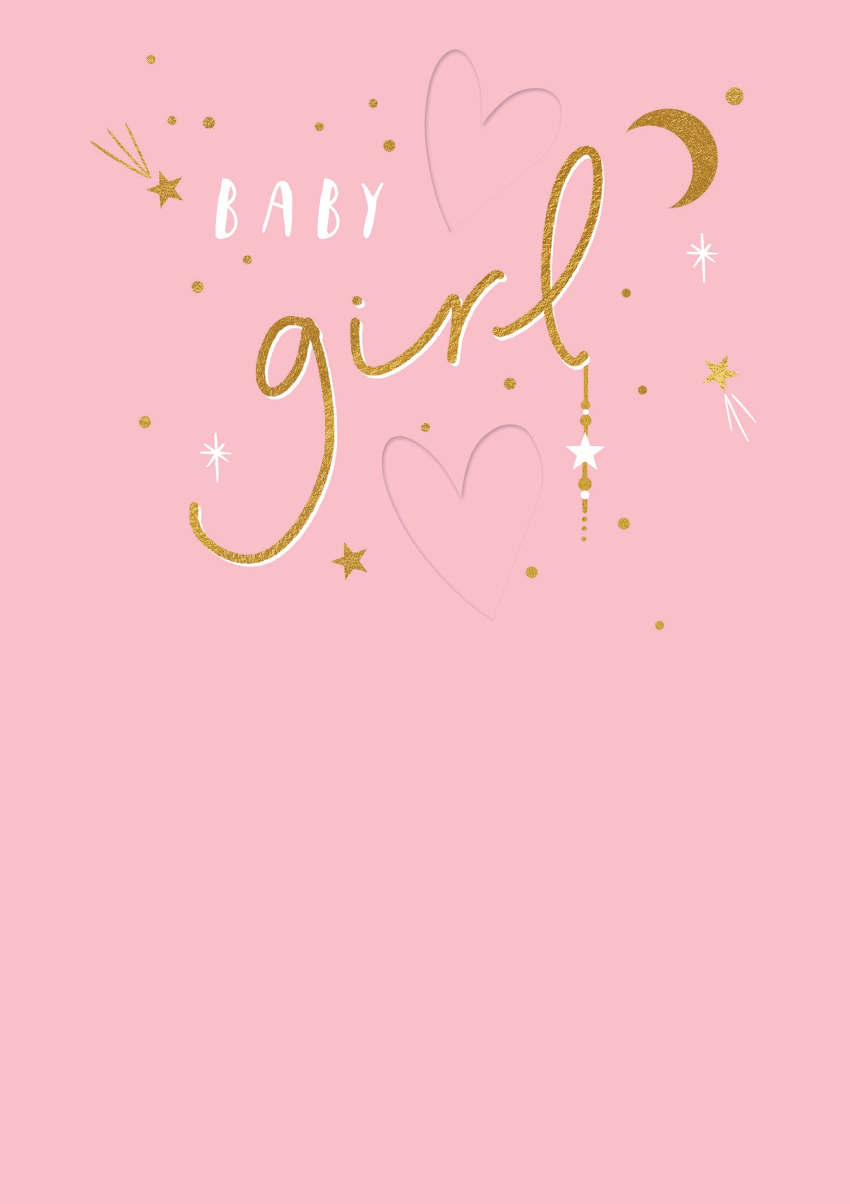 Pink &amp; Gold Lettering New Baby Girl Card at Penny Black